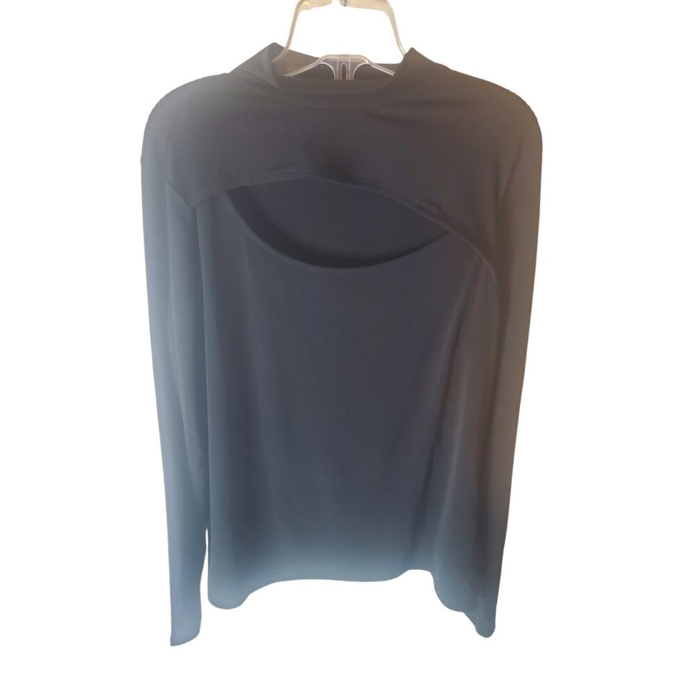 Tahari Black Mock Neck with Cutout, Small